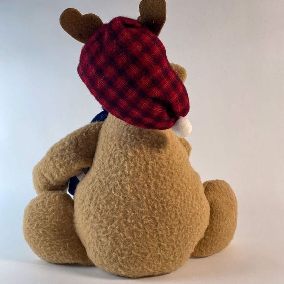 Plush Snow Shovelling Reindeer with scarf and hat. - Picture 2 of 10